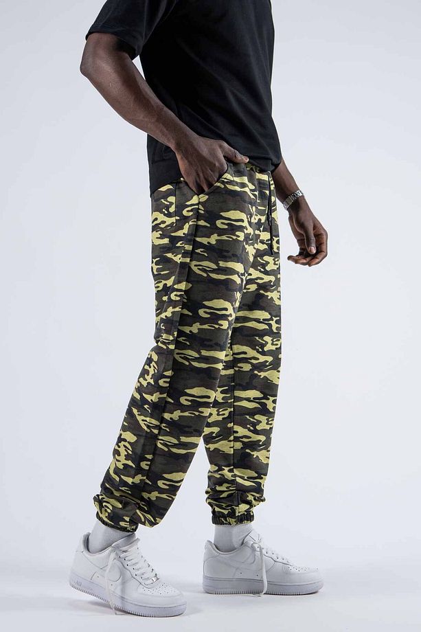 Erkek Kamuflaj Desenli Bol Haki Jogger Pantolon - 3