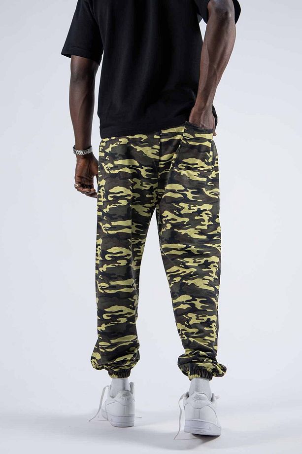Erkek Kamuflaj Desenli Bol Haki Jogger Pantolon - 5