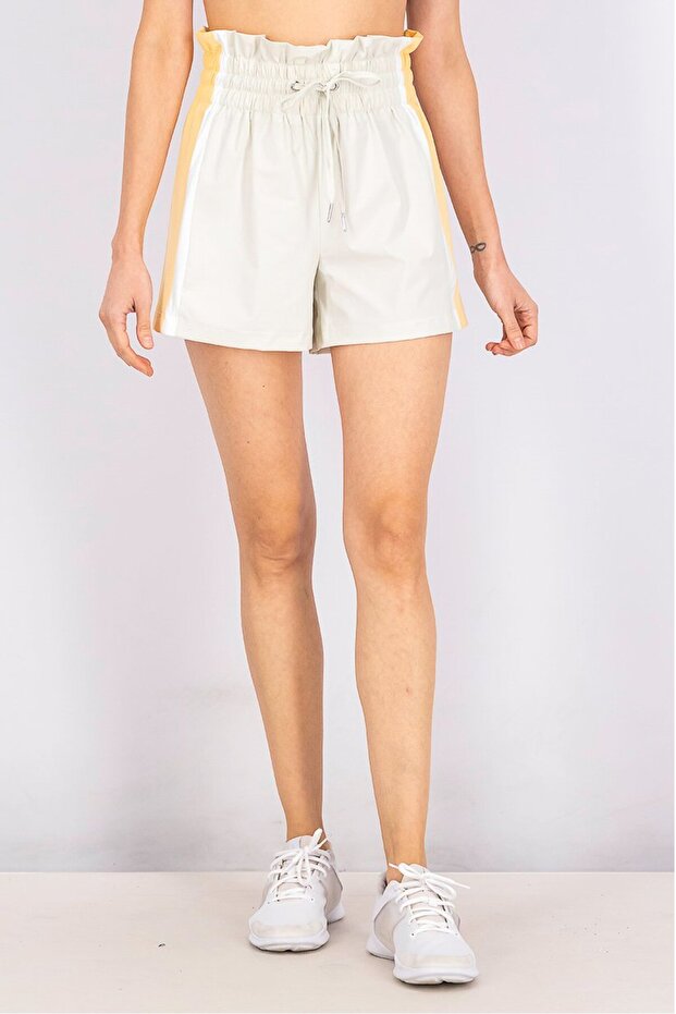 شورت نسائي أساسي برباط بلونين، رمادي فاتح - 1