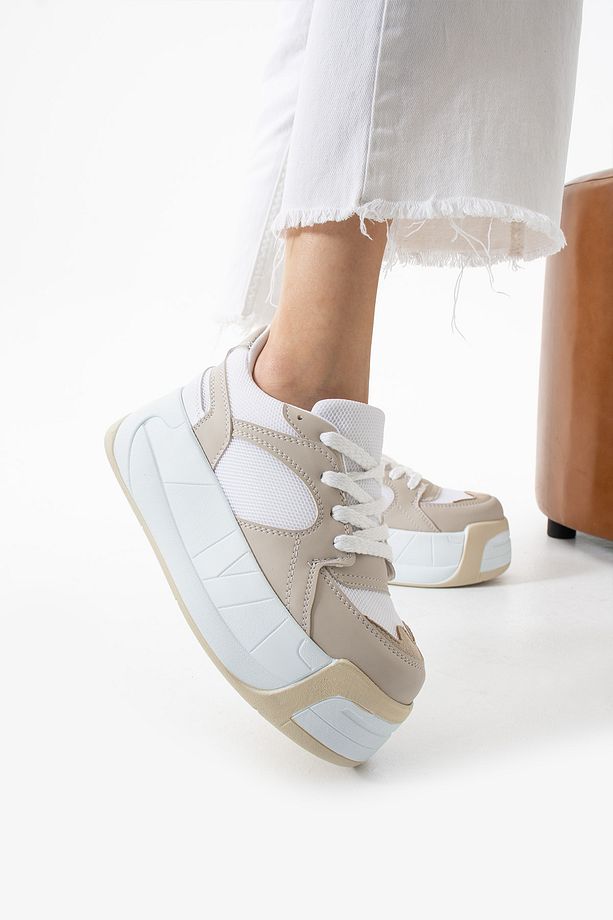 Kadın Yüksek Dolgu Platform Taban Air Mesh Örme Memory Foam İç Taban Sneaker Spor Ayakkabı - 4