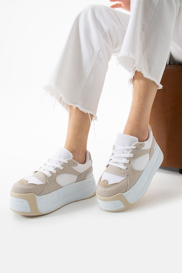 Kadın Yüksek Dolgu Platform Taban Air Mesh Örme Memory Foam İç Taban Sneaker Spor Ayakkabı - 2