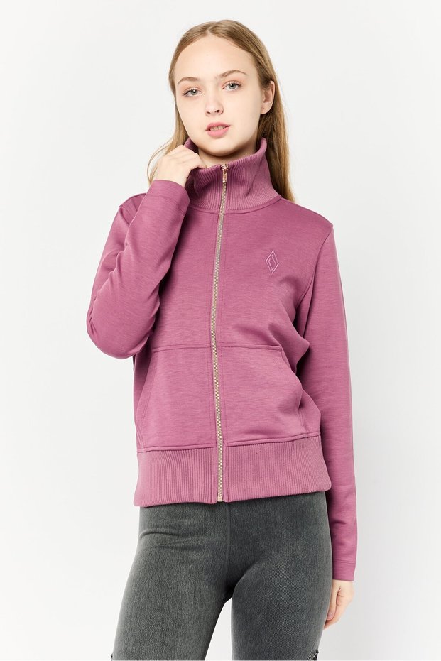 Women Sportswear Fit Full Zip Walking Sweatshirt, Dark Mauve