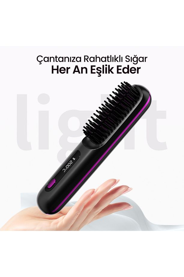 Şarjlı ve Taşınabilir Iyonik Saç Şekillendirici ve Düzleştirici Fön Tarağı - 3