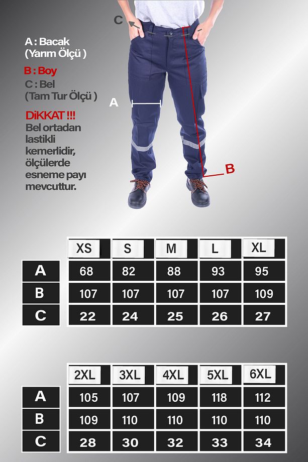 16/12 Gabardin Yazlık İşçi Pantolonu Tek Reflektörlü İş Pantolonu - 2