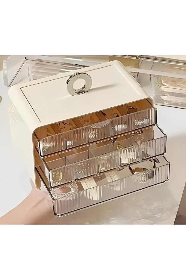 Makeup Organizer With 3 Drawers - 1