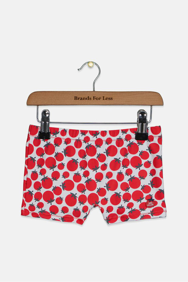 Toddlers Girls Pull,On Printed SwimShorts, Red
