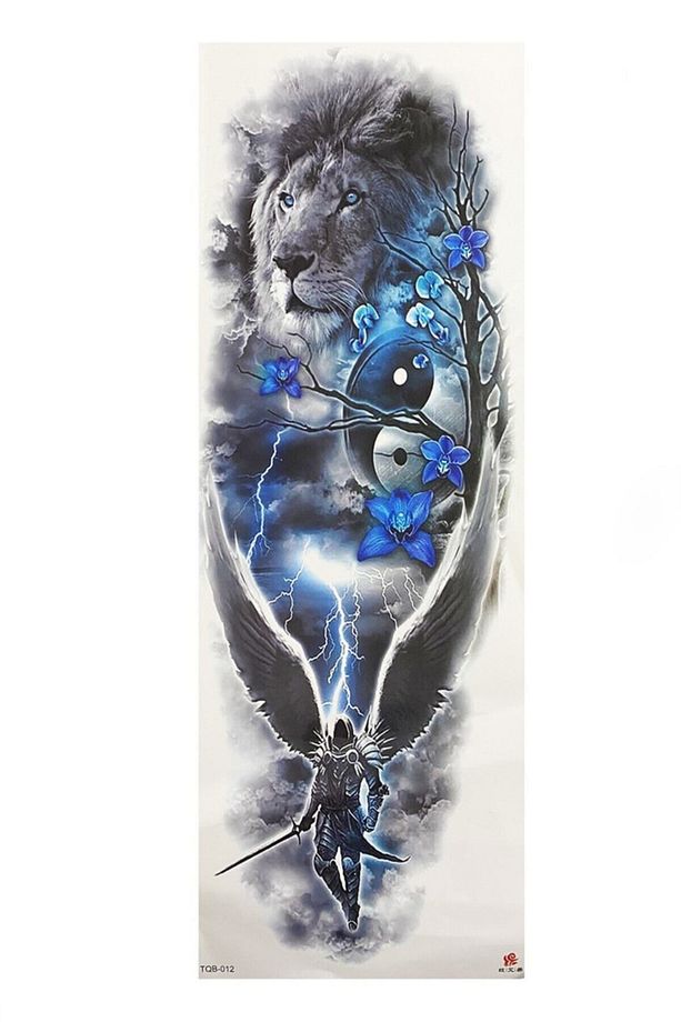 Geçici Savaşçı Ve Aslan Modelli Kol Dövme Tattoo - 4