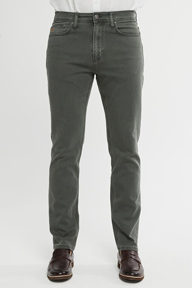 Premium Regular Fit Jean Eddy High Waist Standard Cut Stretch Woven Denim Jeans C356-Khaki