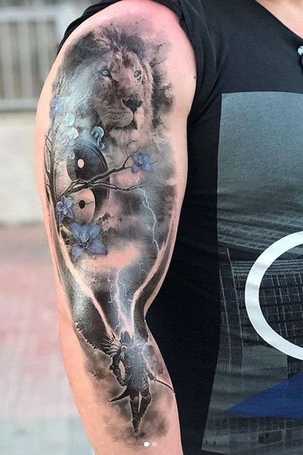 Geçici Savaşçı Ve Aslan Modelli Kol Dövme Tattoo - 3