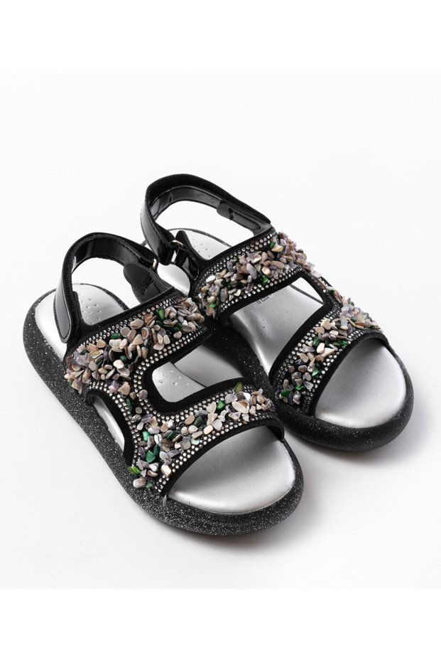 Girl's Black Lightweight Non-Slip Sole Sandals