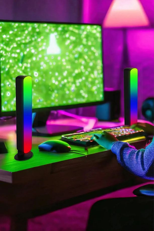 Kumandalı 2'li Rgb Led Işık Bar - 16 Renk, 4 Mod, Usb Ambiyans Lamba, Yatak Ve Dikey Kullanım - 3