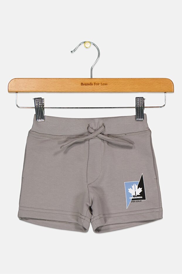 شورت أساسي مطبوع عليه رسوميات للأولاد الصغار، رمادي - 1