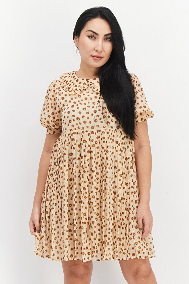 Women Floral Pattern Mini Dress, Multicolor