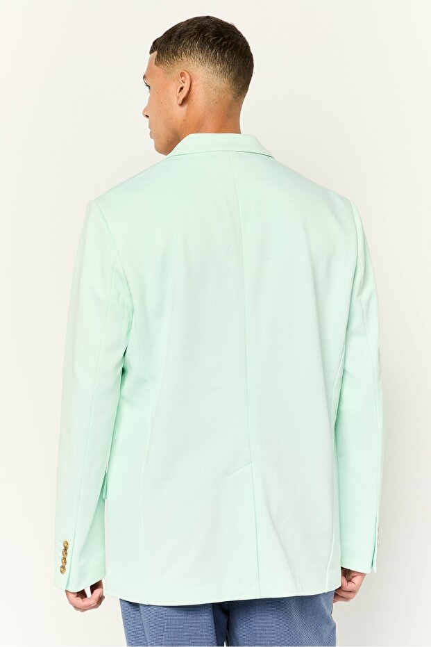 Men Regular Fit Solid Semi-Formal Blazer, Mint Green - 3