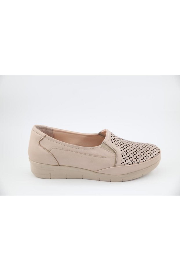 42766-1 Genuine Leather Orthopedic Beige Women's Daily Mother Shoes