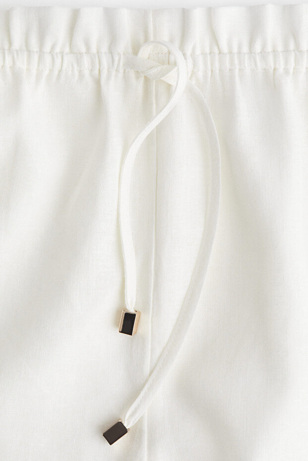 Keten Karışımlı ve Büzgü Bağlı Şort - 2