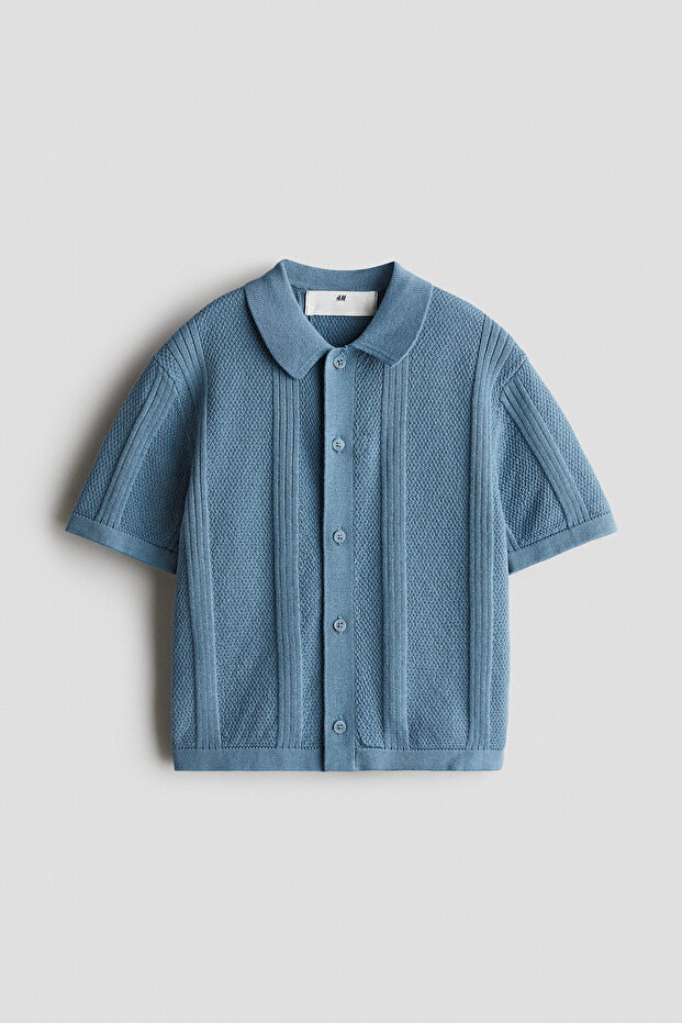 Tekstüre Triko Gömlek - 1