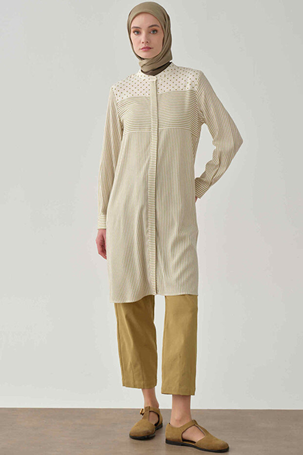 Paçası Pensli Pantolon - Olive - 2