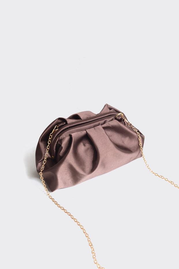 Brown Women's Satin Clutch Evening Dress Bag