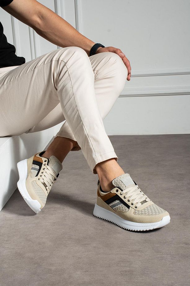 Yüksek Tabanlı Bej Erkek Sneaker - 4