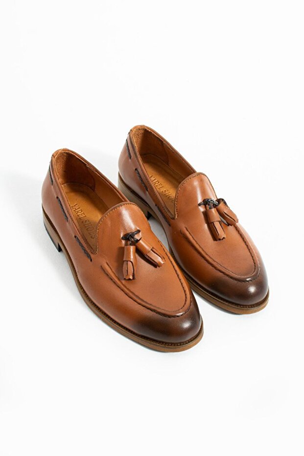 Men's Tan Corcik Analin Genuine Leather Shoes