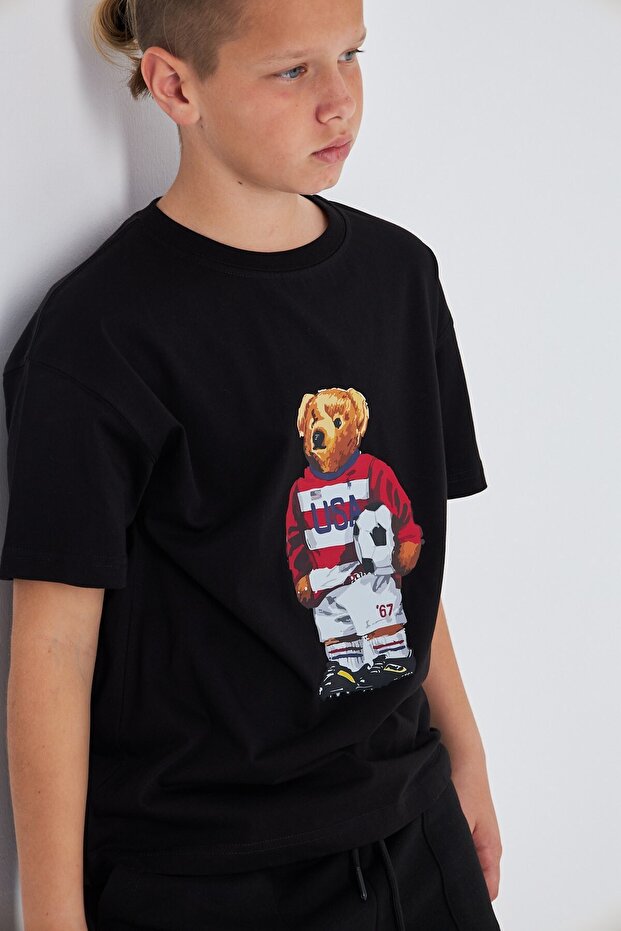 Teddy Bear Printed 100% Cotton Men's Oversize Kids T-Shirt