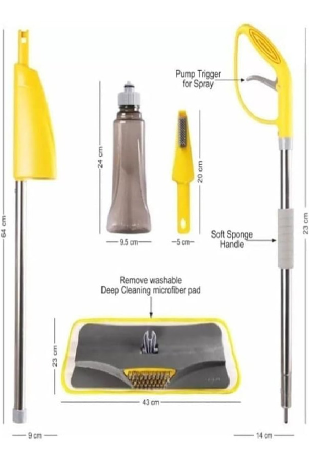 مجموعة ممسحة الرش - زجاجة قابلة لإعادة التعبئة، وسادة من الألياف الدقيقة، محلول تنظيف الأرضيات السهل - 6