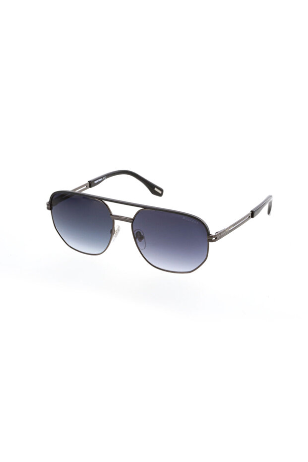 Men's Black-Smoked Organic Gradient (Uv) Glass Steel Closed Frame Design Sunglasses Mu2344 C3 57-1