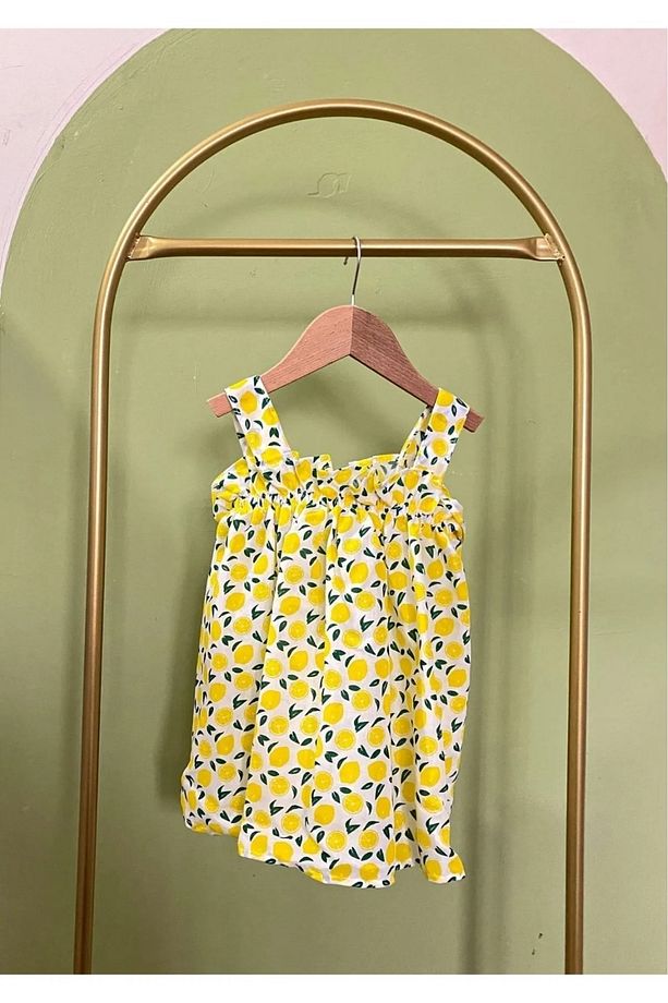 Bayramlık Limonlu Model Yazlık Bebek Elbisesi - 2