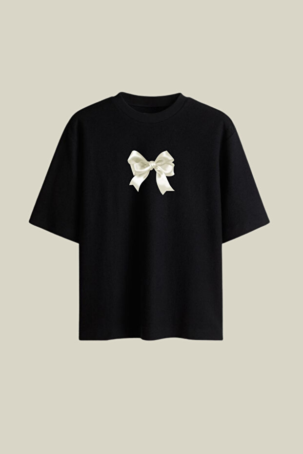 Bow Printed Oversize T-Shirt