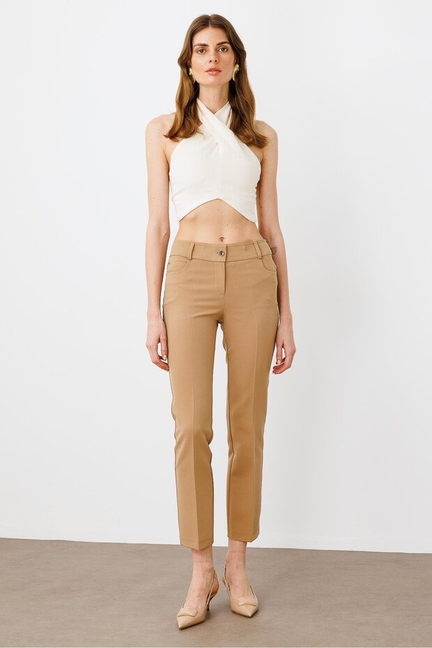 Modailgi Beş Cep Dar Paça Pantolon Camel - 5
