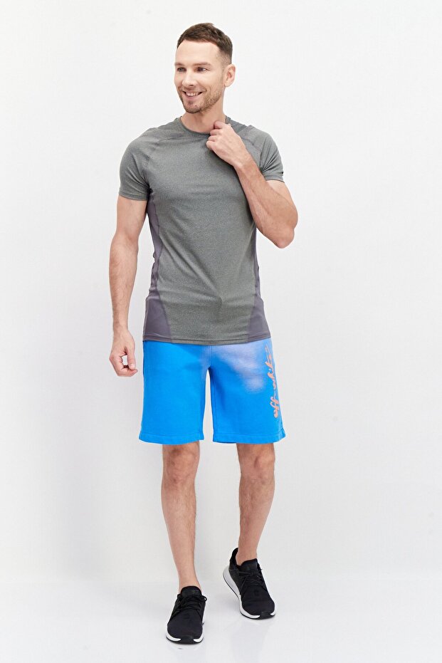 Men Drawstring Tie Dye Basic Shorts, Blue - 3