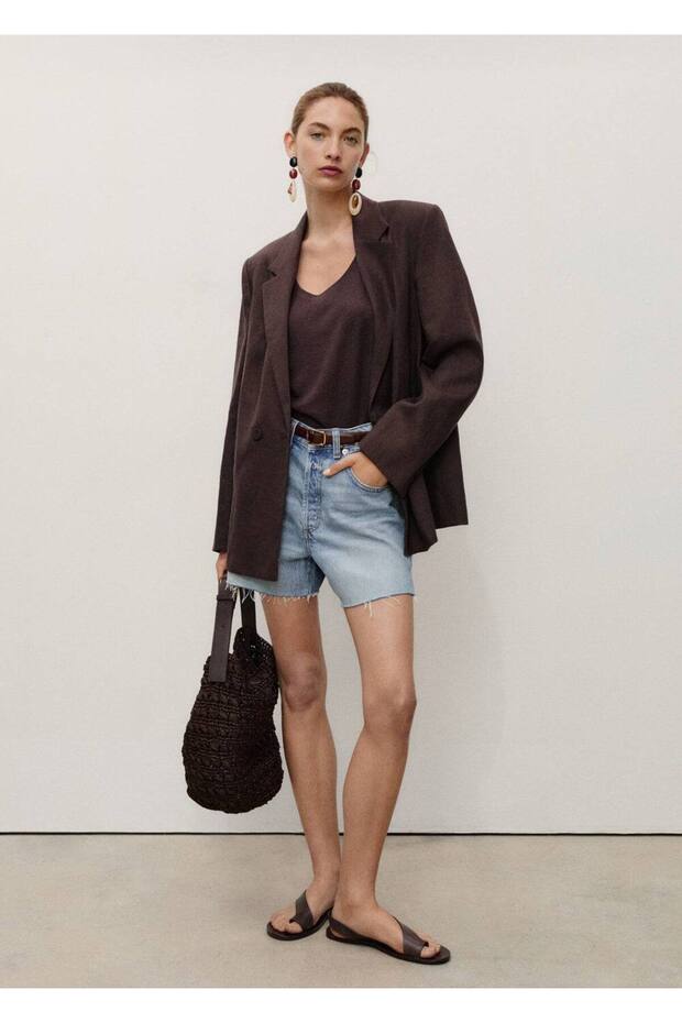 Paçaları dikişsiz denim şort - 2