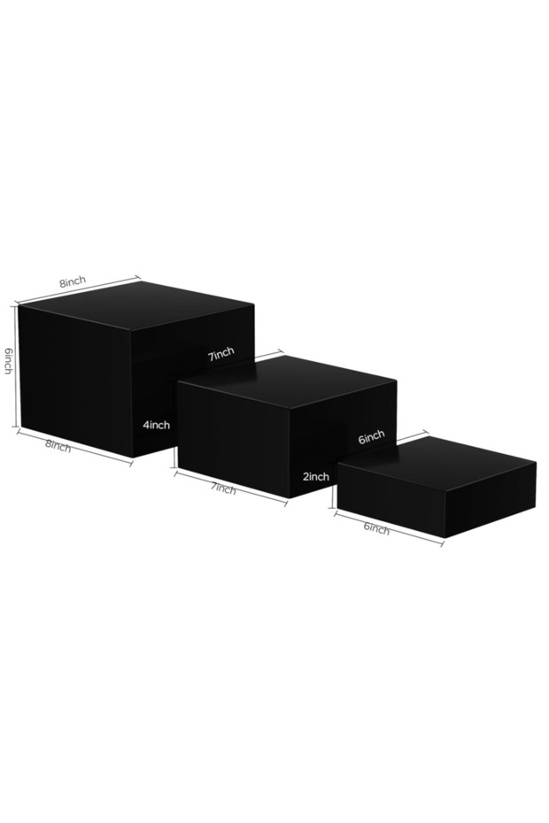6PCS Black Acrylic Cube Display Nesting Risers Food Display Risers Acrylic Boxes Stand Shelf - 7