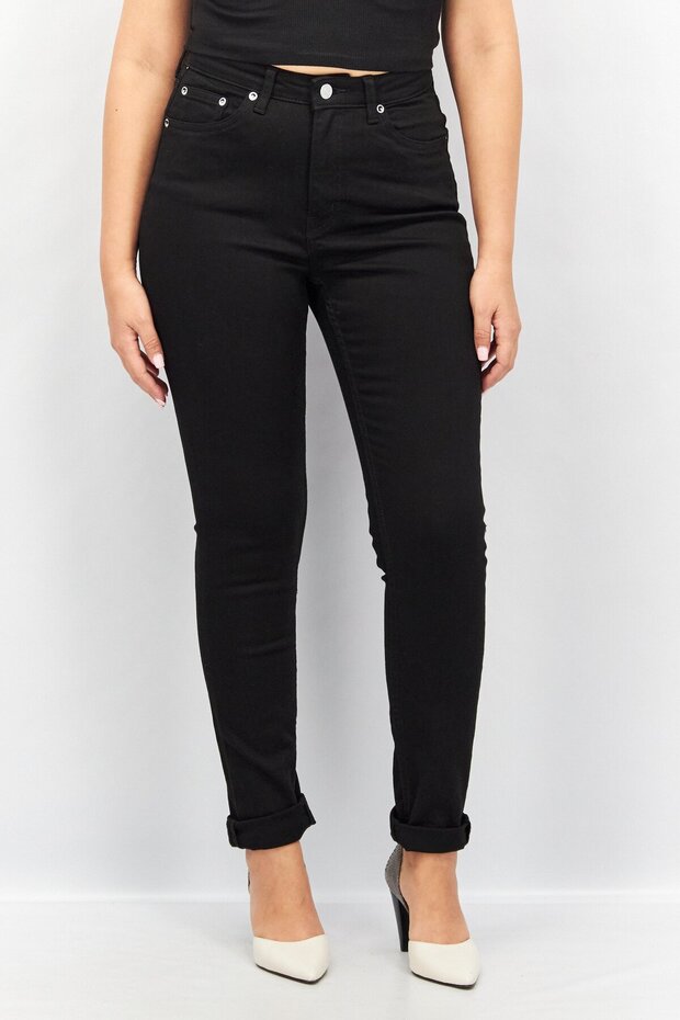 Women Skinny Fit High Waist Solid Stretchable Denim Jeans, Black