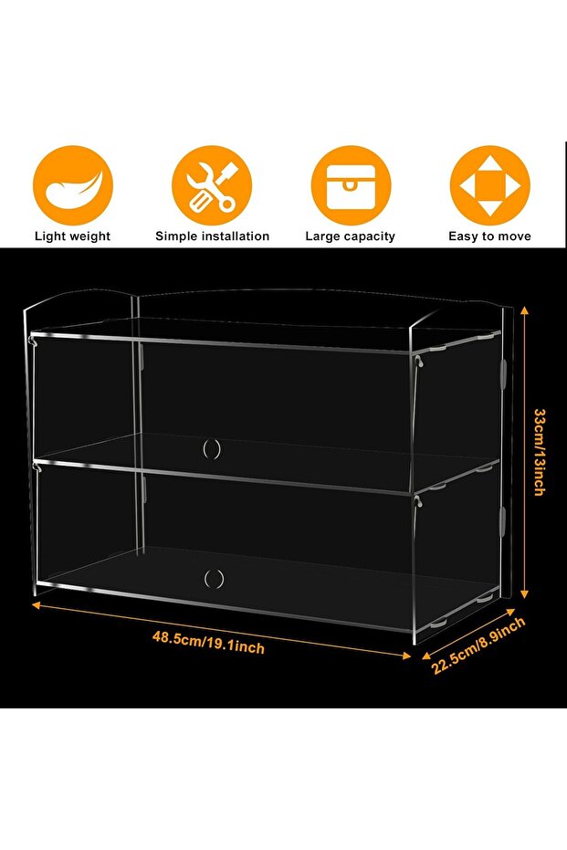 2-Layer Commercial Bakery Display Case Countertop, Pastry Display Case - 2