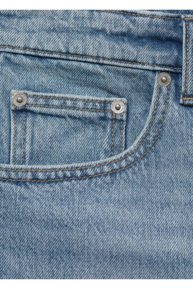 Paçaları dikişsiz denim şort - 7