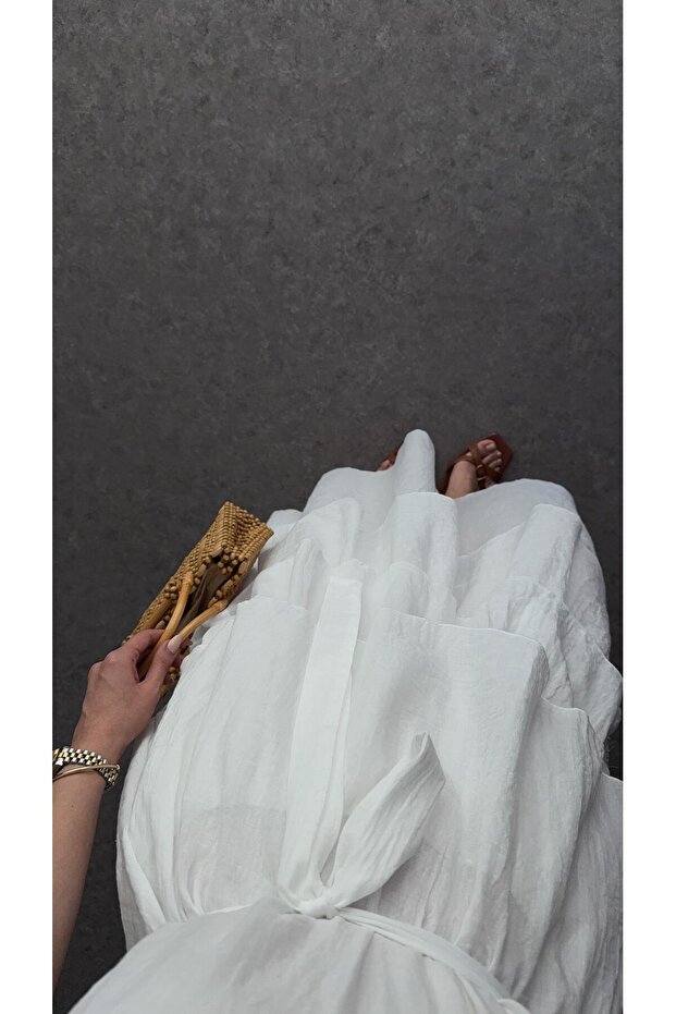 Rochie albă pliată - 4