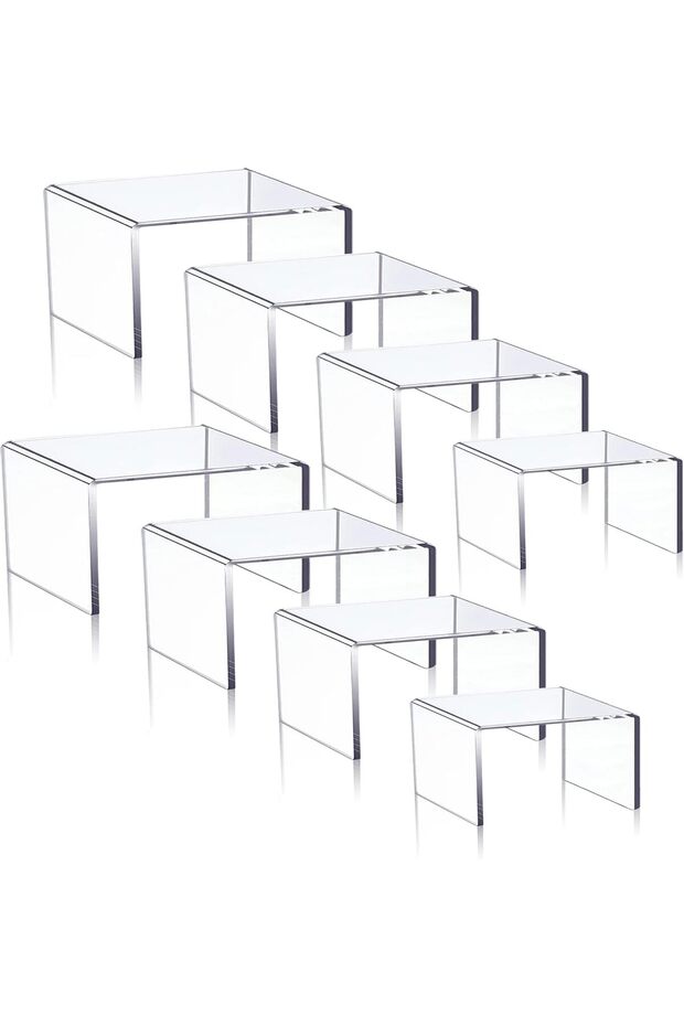 Set of 8 Clear Acrylic Display Risers Cupcakes Holder Sweet Stand Display