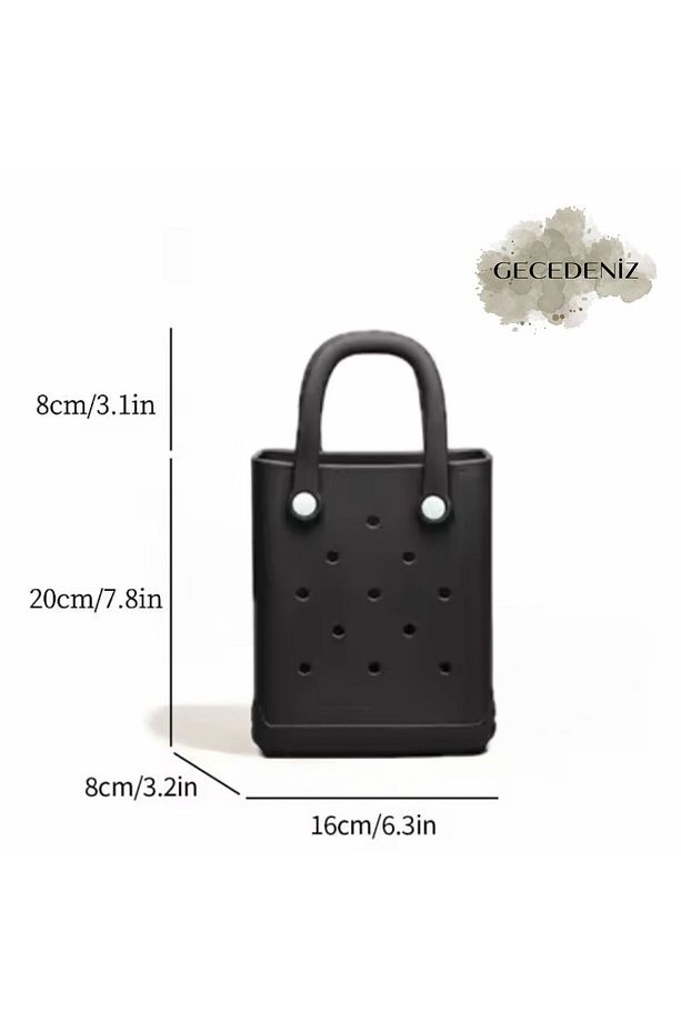 Bogg Eva Delikli Yumuşak Silikon Plaj Çantası Siyah (Jibbitz, Charm Takılabilir) - 7