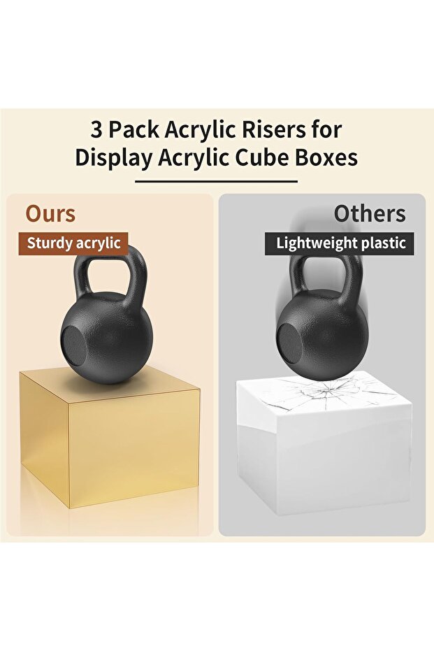 3 Pcs Acrylic Risers for Display, Acrylic Cube Box Nesting Display Risers - 7