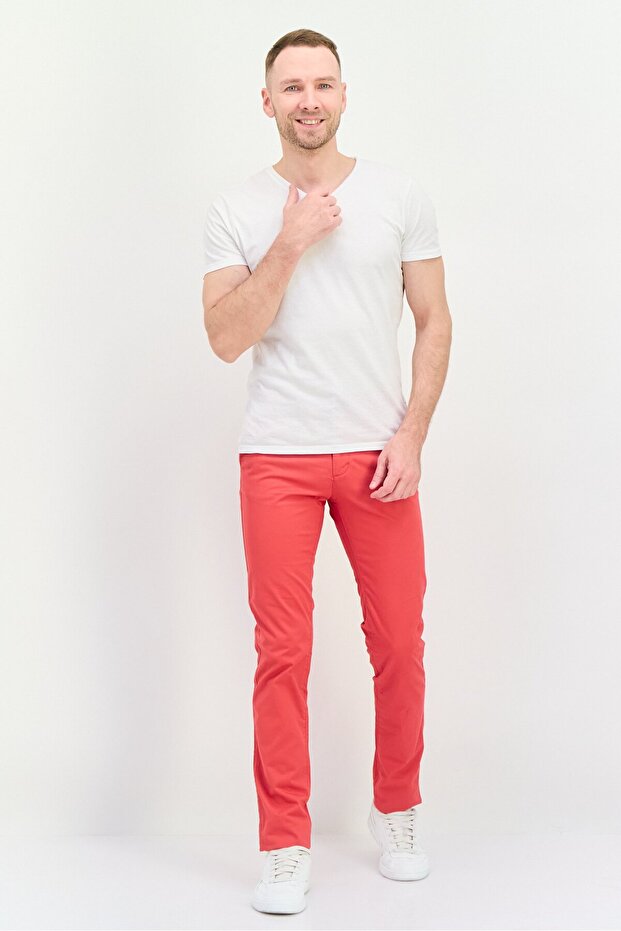 بنطال تشينو رجالي قصة ضيقة ، أحمر غامق - 2