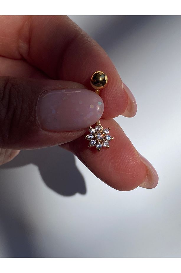 Çelik Göbek Piercing Mini Çiçek Papatya Figürlü Model - 4