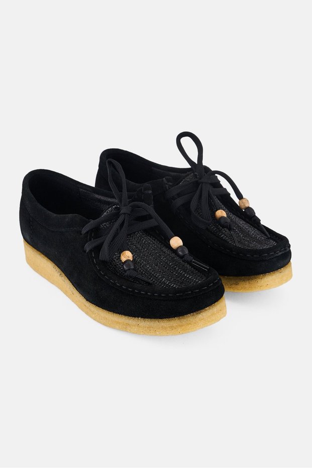 Women Wallabee Standard Fit Lace Up Casual Shoes, Black