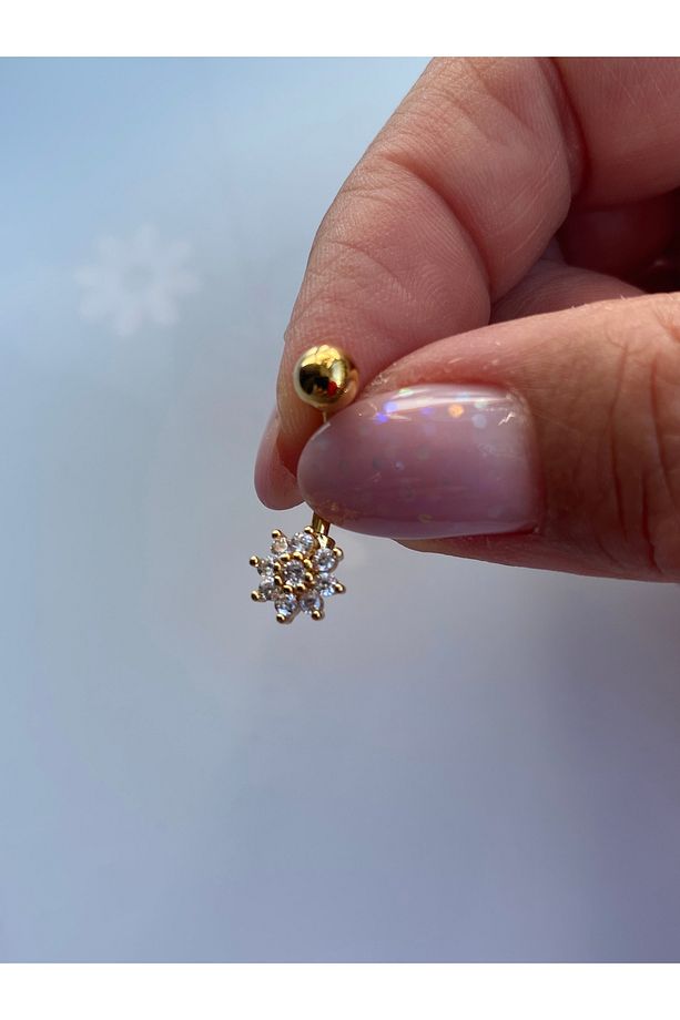 Çelik Göbek Piercing Mini Çiçek Papatya Figürlü Model - 5