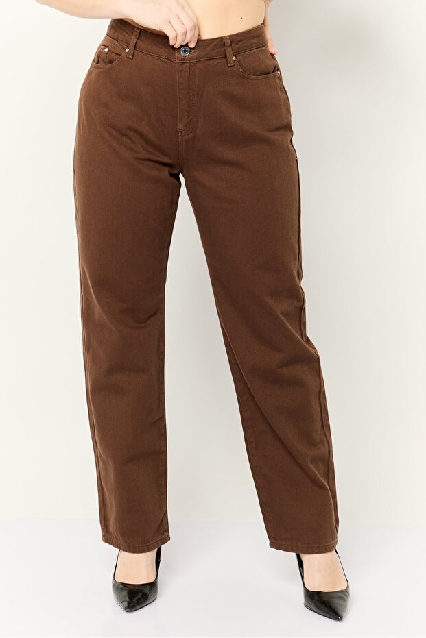 Women Regular Fit Plain Non Stretchable Denim Jeans, Brown
