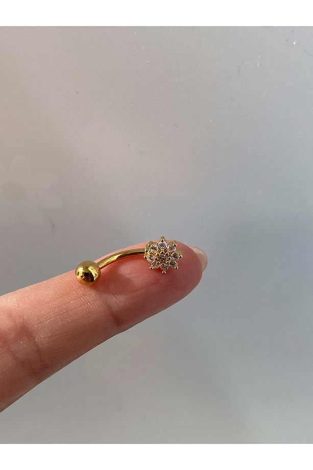 Çelik Göbek Piercing Mini Çiçek Papatya Figürlü Model - 7