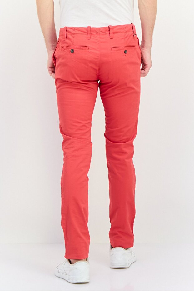 بنطال تشينو رجالي قصة ضيقة ، أحمر غامق - 4