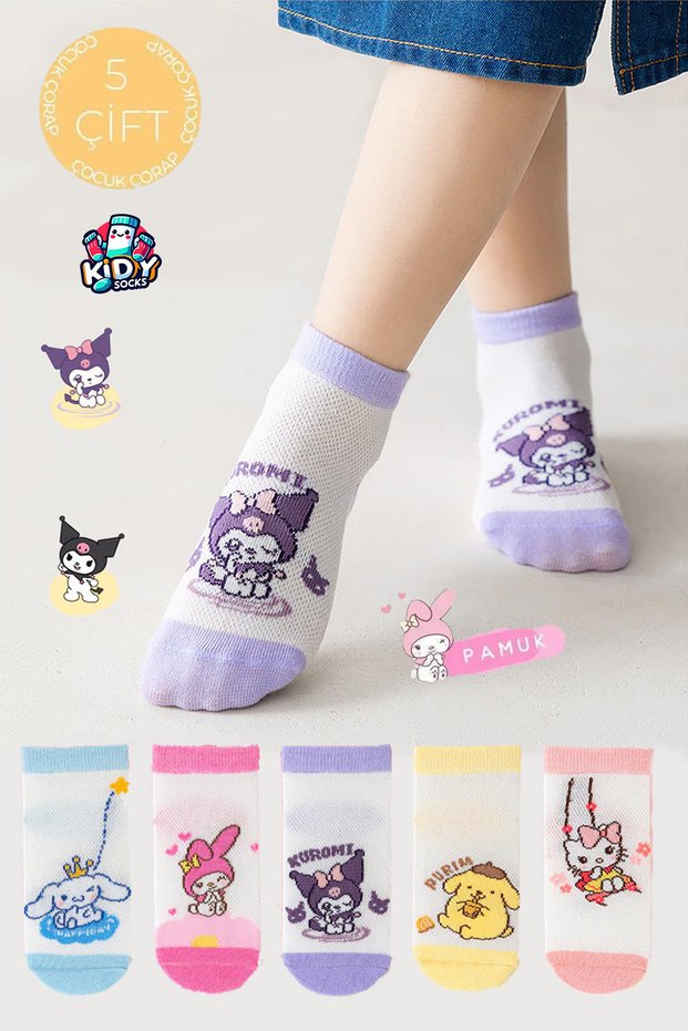 5 Pairs of Girl's Cartoon Character Special Series Socks Set