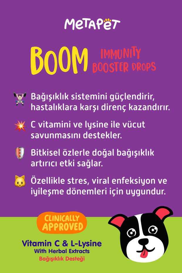 Köpekler için Bağışıklık Sistemi Güçlendirici, C Vitamini ve Lysine Vitaminleri Bağışıklığı Damla - 4